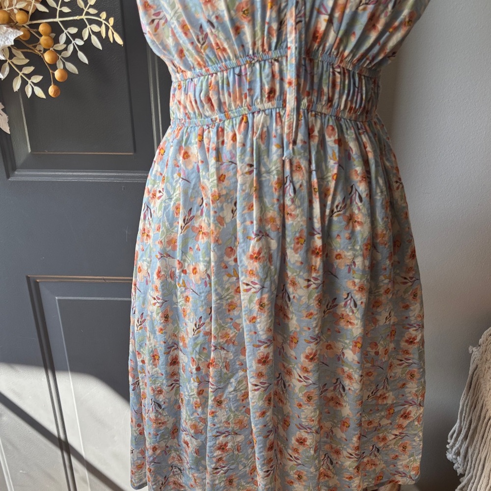 Floral Sundress with Orange and Blue Accents - Picture 5 of 8